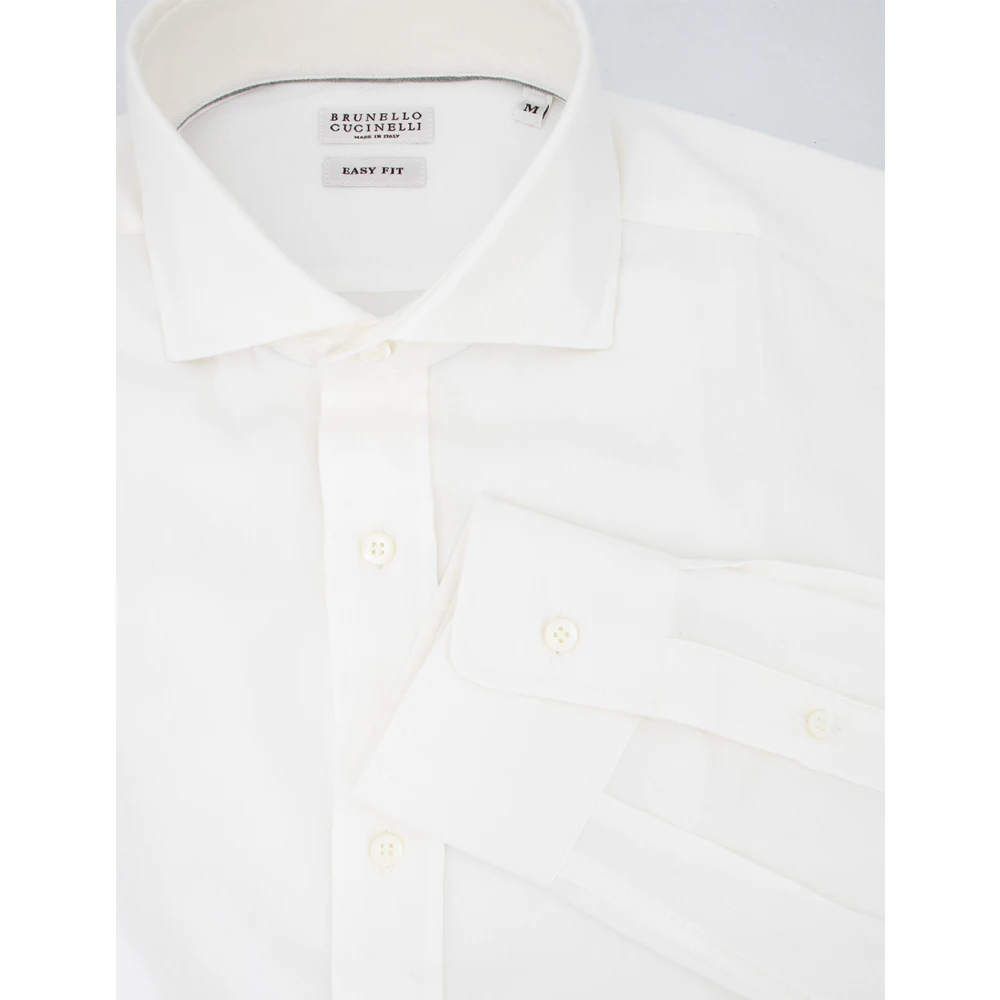 BRUNELLO CUCINELLI Klassieke Fijne Garen Shirt White Heren