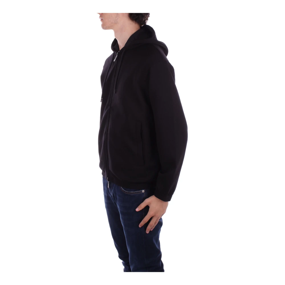 Emporio Armani Zwarte hoodie met voorlogo rits Black Heren
