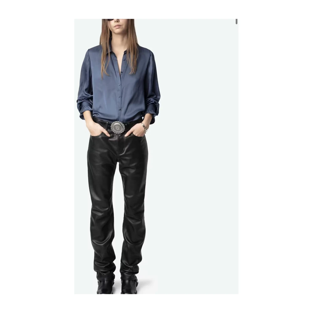 Zadig & Voltaire Satijnen Overhemd met Strass Achterdetail Gray Dames