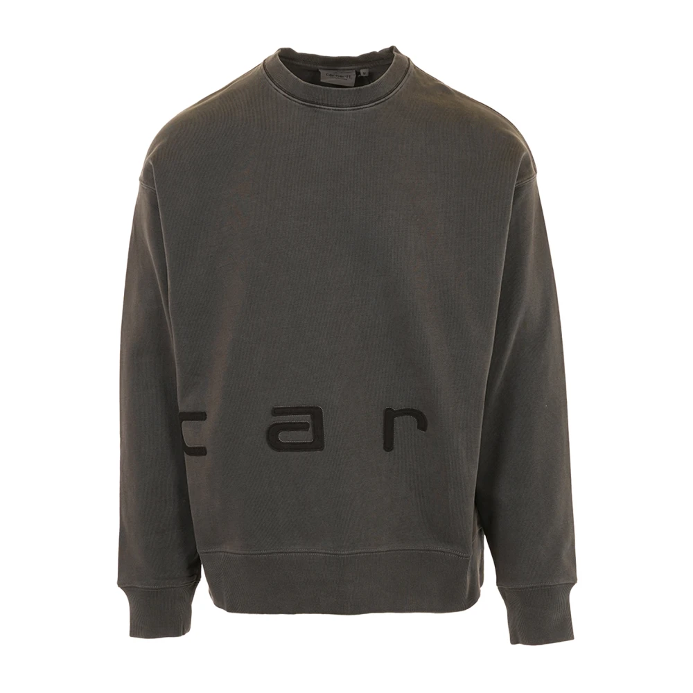 Carhartt WIP Script Katoenen Sweatshirt met Geribbelde Randen Black Heren