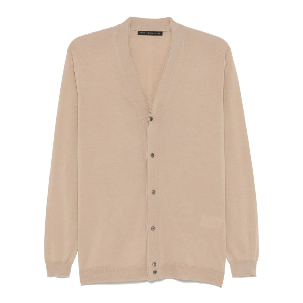 Low Brand Merino Wol V-Hals Cardigan Sweater Beige Heren