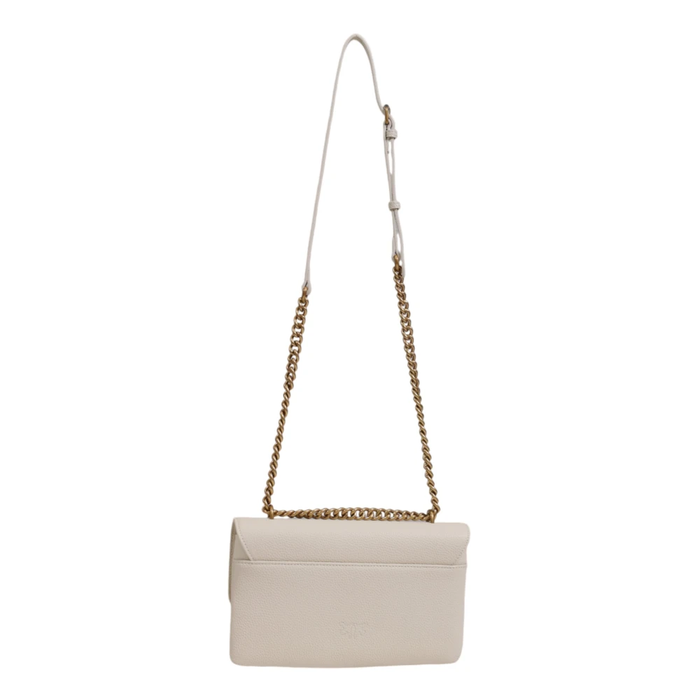 pinko Witte Leren Schoudertas Met Kliksluiting White Dames