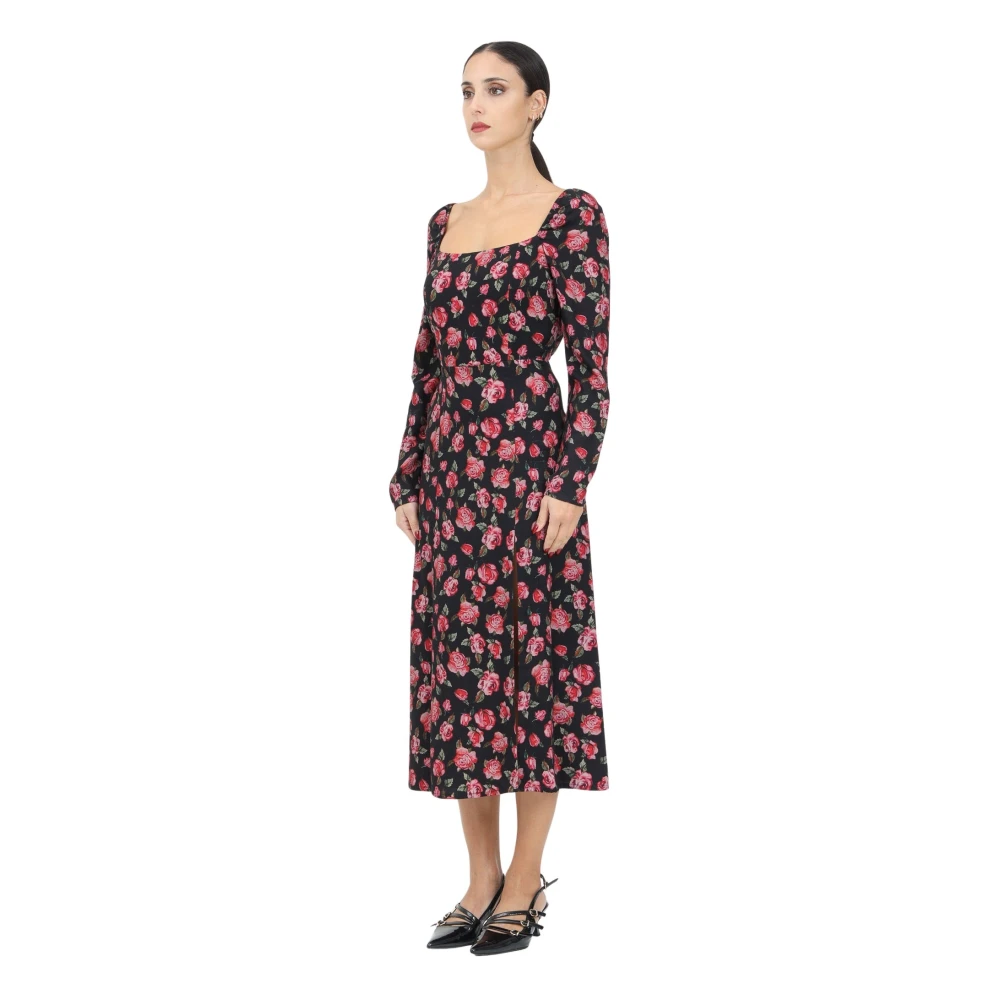 Mar De Margaritas Bloemen Midi Jurk met Vierkante Halslijn Multicolor Dames