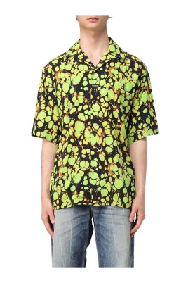 green-marbling-print-shirt