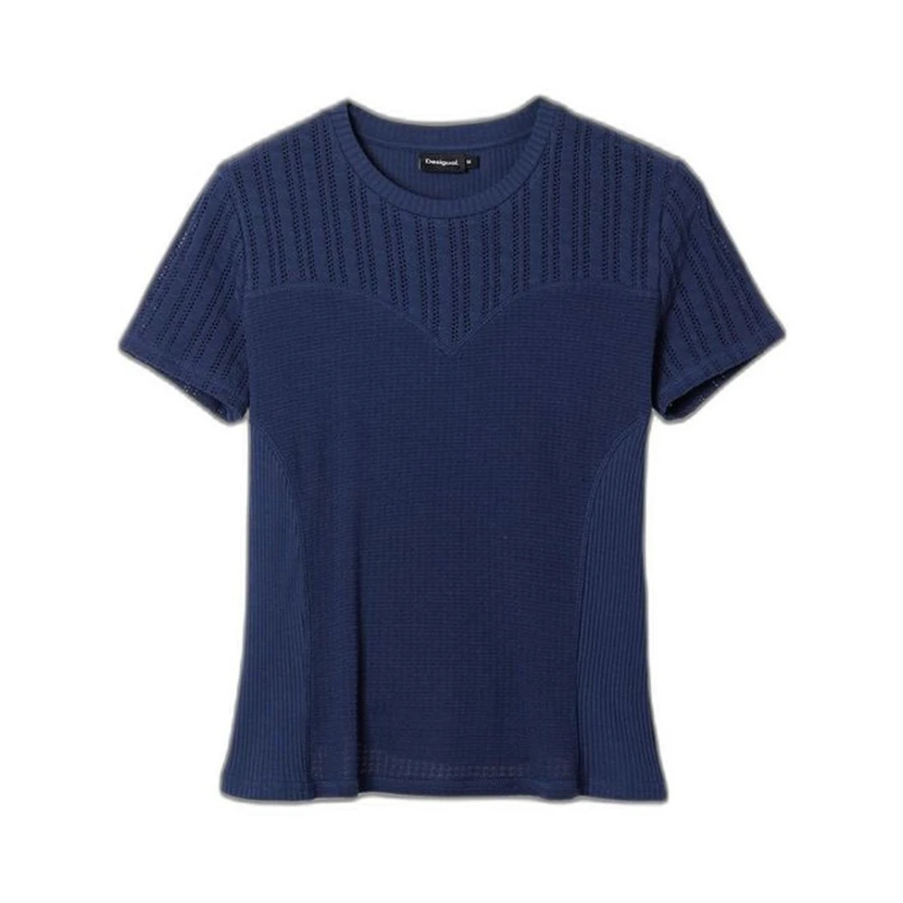 Desigual Blauw Katoenmix T-shirt met korte mouwen Blue Dames