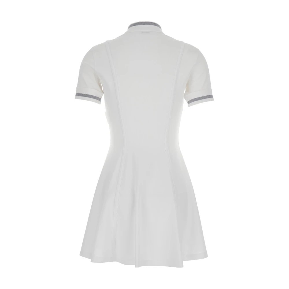 BRUNELLO CUCINELLI Witte Jurk met Logo Borduursel en Wijd Uitlopend Ontwerp in Katoen White Dames