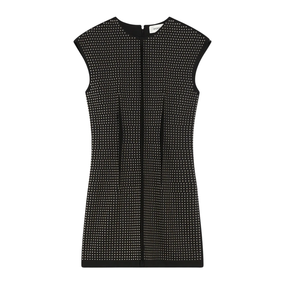 SPORTMAX Chique Mouwloze Minijurk met Zilveren Studs Black Dames