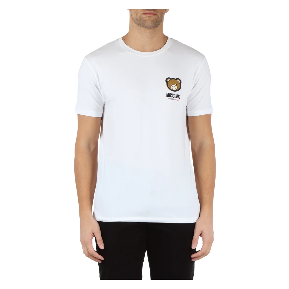 Moschino Stretch katoenen T-shirt met logo print White Heren