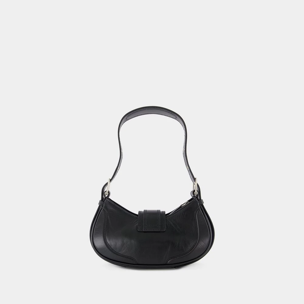 Osoi Zwarte leren schoudertas met magnetische sluiting Black Dames