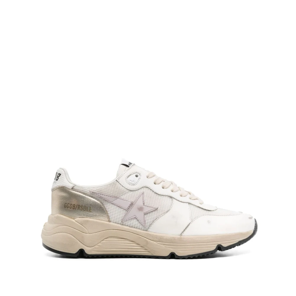 Golden Goose Running Sole Net en leren sneakers Dames Schoenen Wit