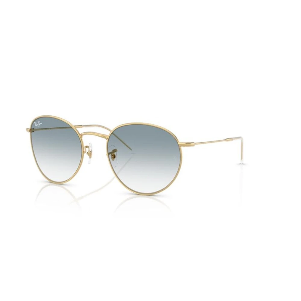 Ray-Ban Round Reverse RBR0103S, Arista Gold Sunglasses Clear Gradient Blue lenses, Mojo Glasses - Image 3