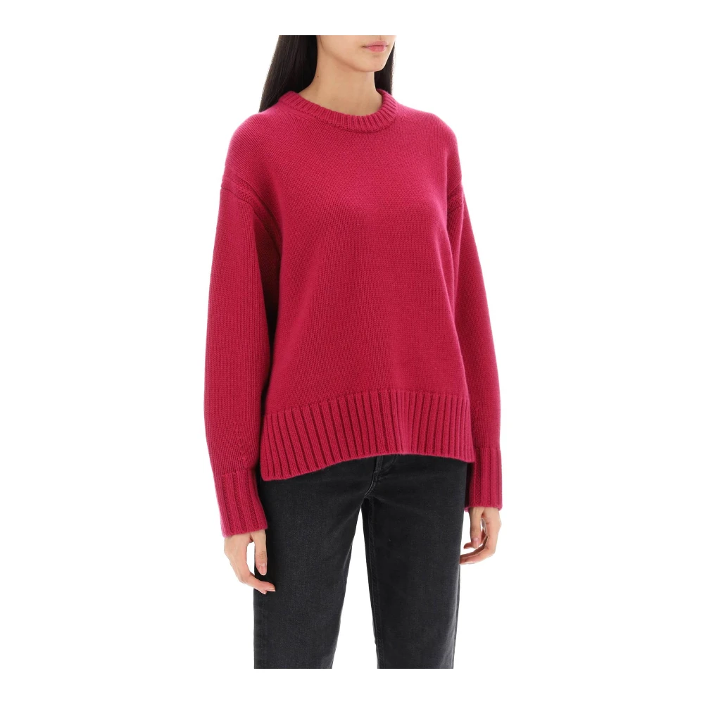 Guest In Residence Kasjmier Crew-Neck Sweater met Zijdelingse Splitten Pink Dames