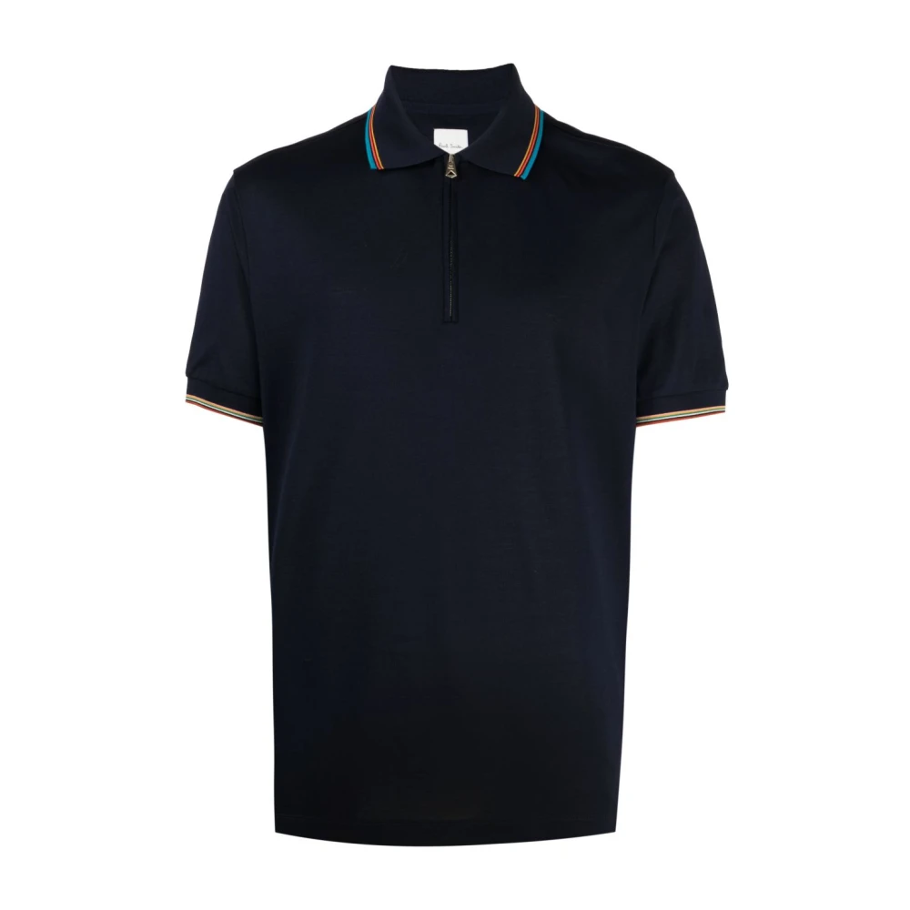 Paul Smith Men's Blue Polo Shirts, M, Signature Stripe Cotton Polo Shirt
