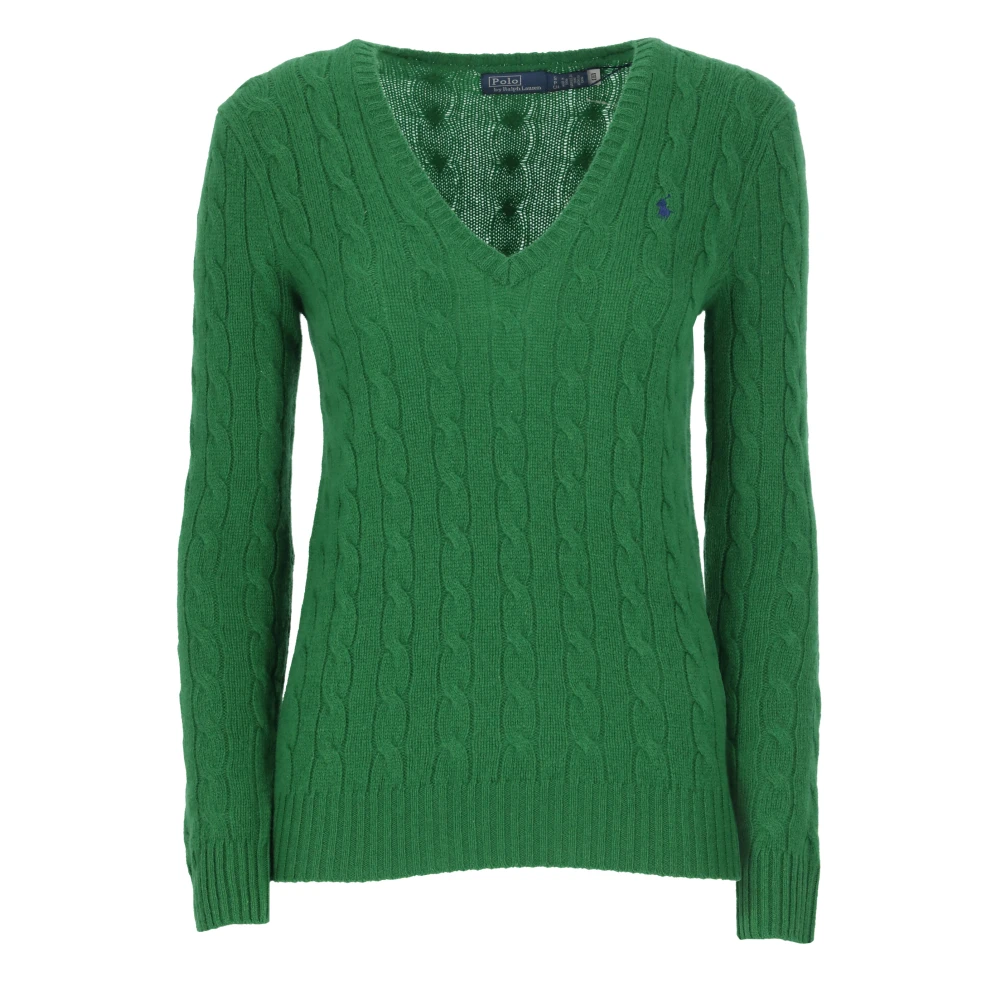 Ralph Lauren Groene wollen trui met V-hals Green Dames