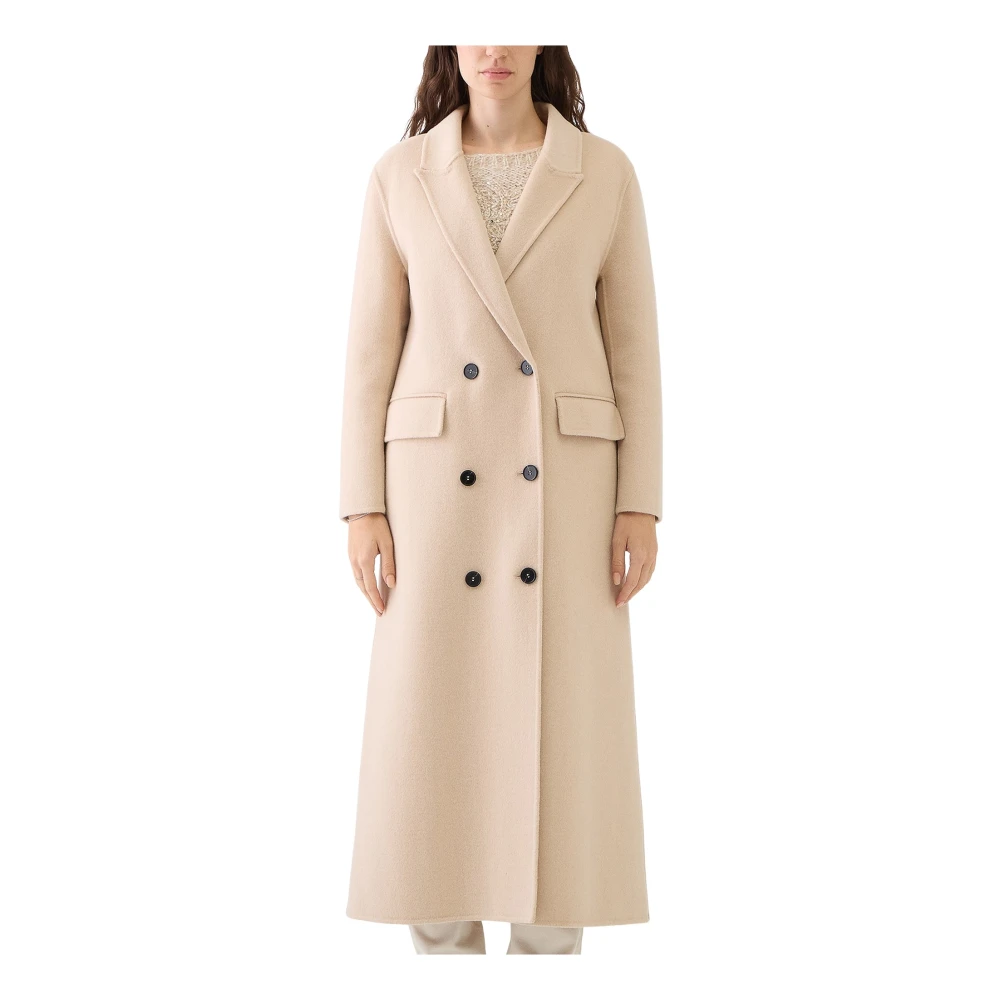 Ermanno Scervino Maxi Double-Breasted Jas Honingkleur Beige Dames