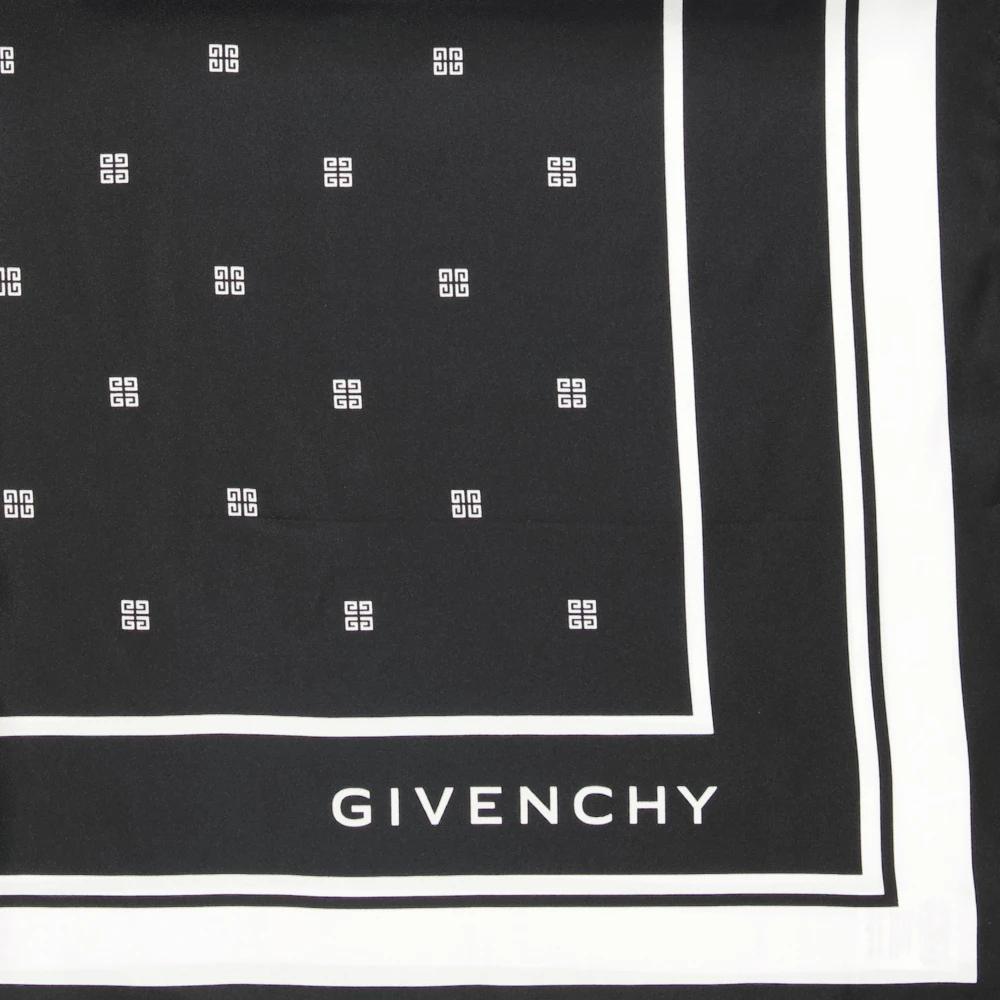 Givenchy Zijden Sjaal 4G Zwart en Wit Black Dames