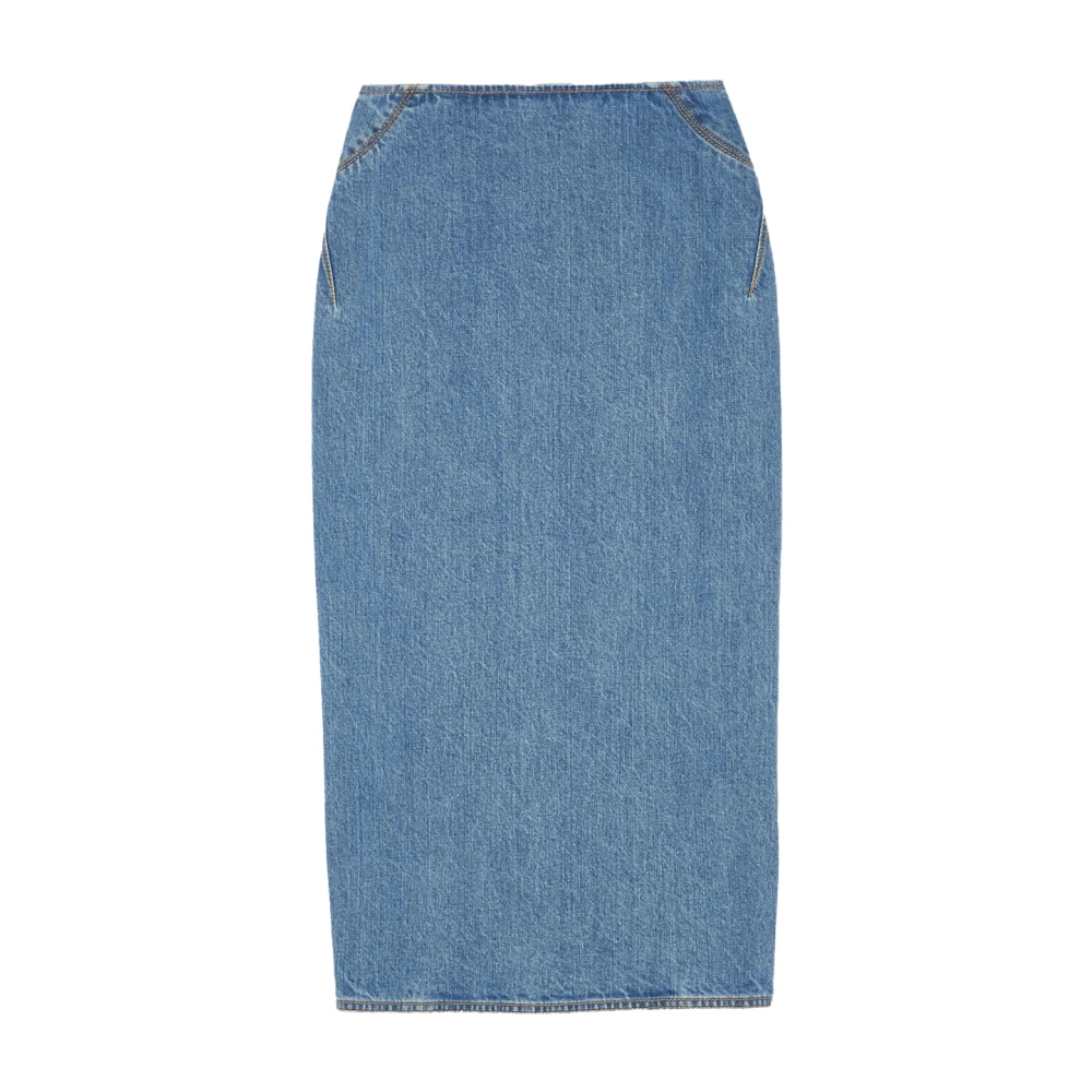 Alaïa Vintage Blauwe Denim Pencil Rok Blue Dames