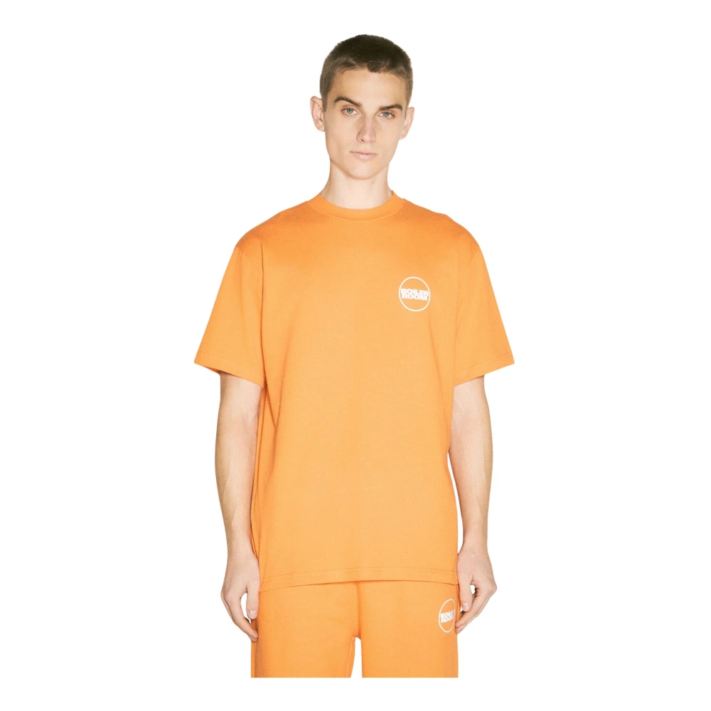 Boiler Room Logo Print T-shirt Korte Mouw Crewneck Orange Heren