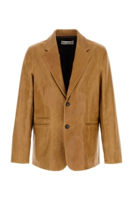 Kamel Läder Öppen Blazer