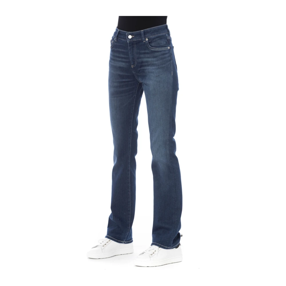 Baldinini Regular Jeans met Logo Knoop Blue Dames