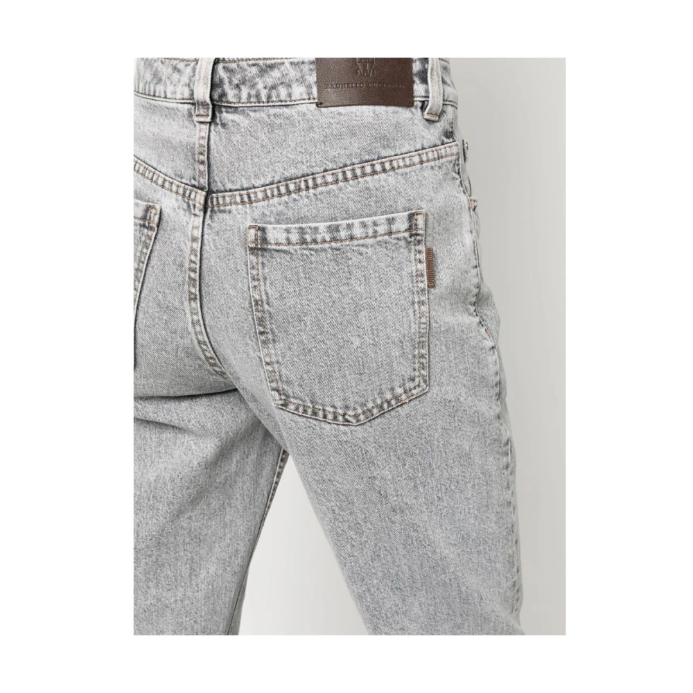 BRUNELLO CUCINELLI Lichtgrijze Acid Wash Jeans Gray Dames