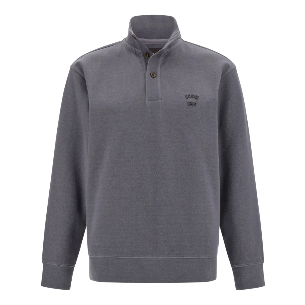 Boggi Milano Mock Polo Neck Sweatshirt van katoenmix Gray Heren