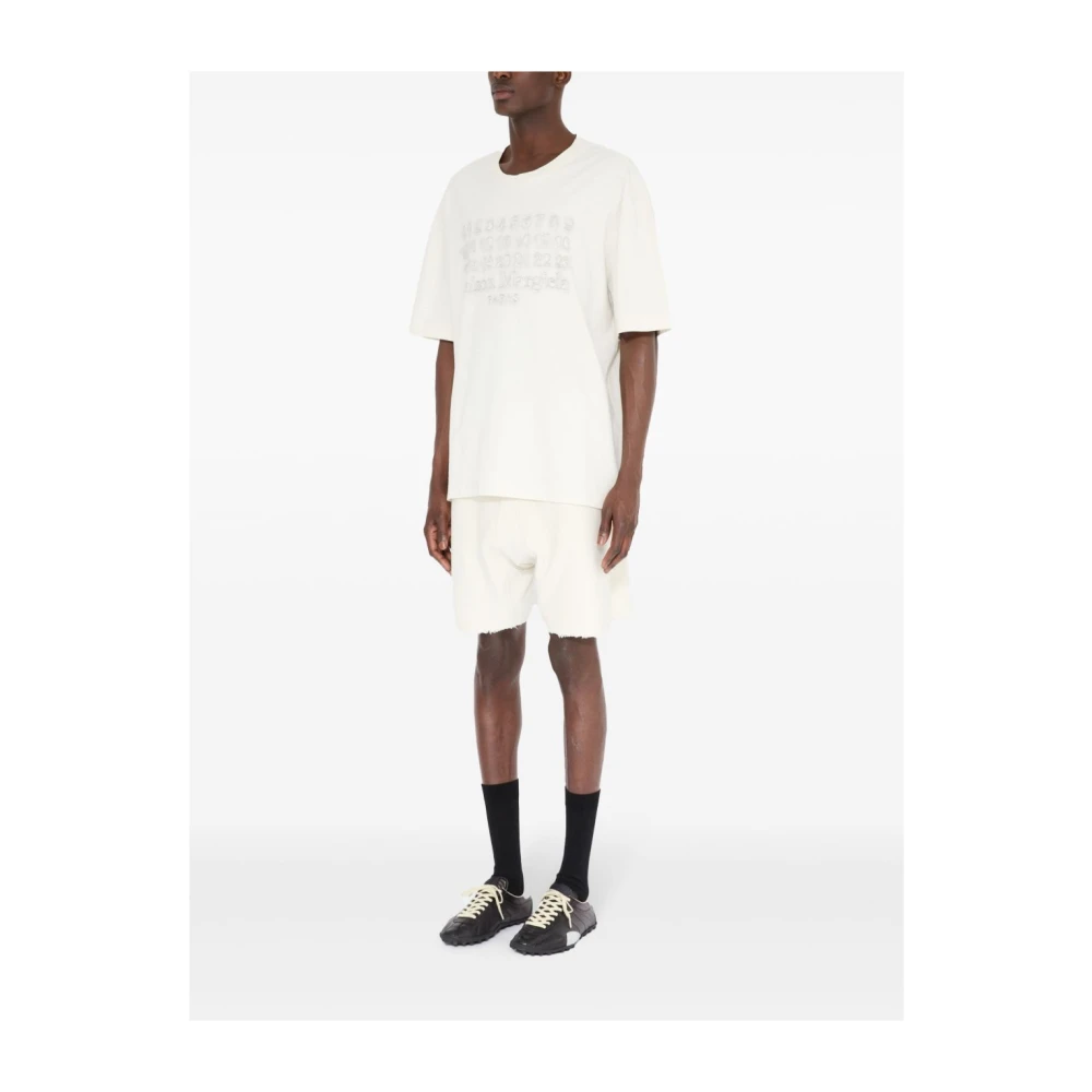 Maison Margiela Beige Oversize Katoenen T-shirt met Logo Beige Heren