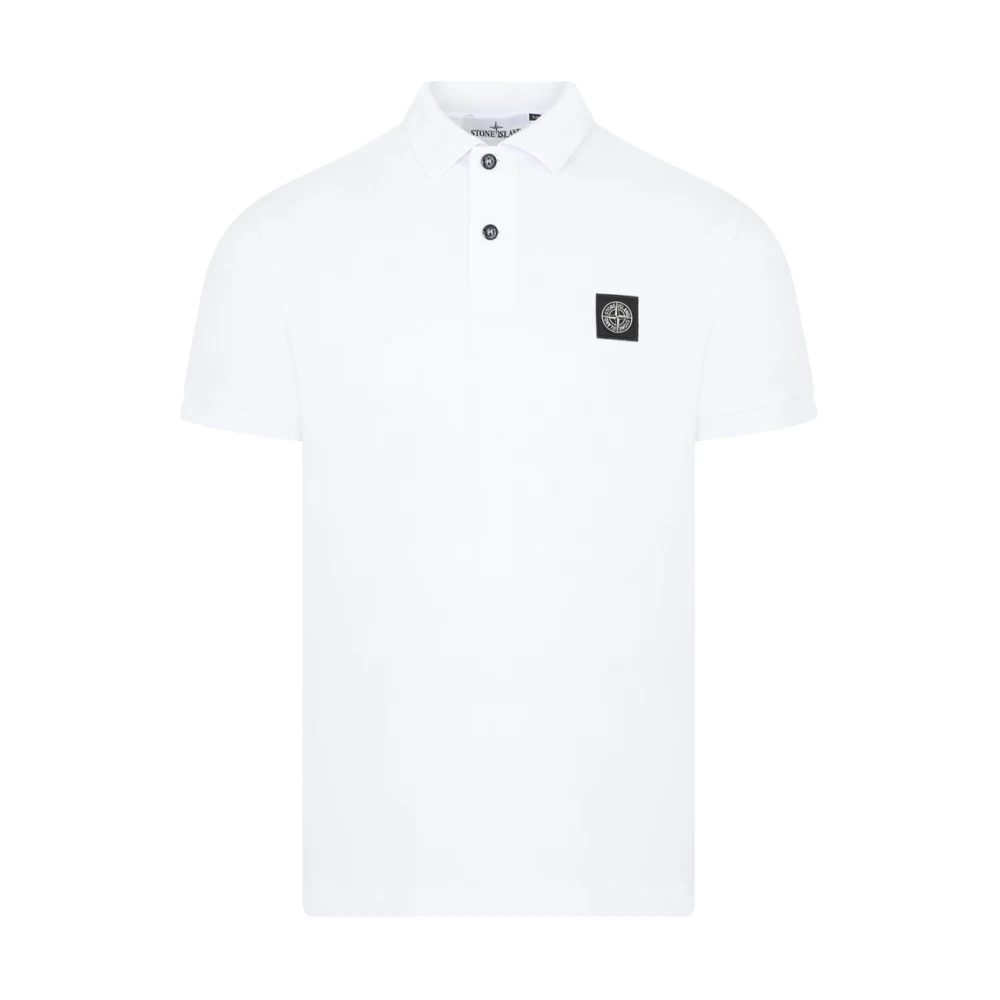 Stone Island Men's White Cotton-Piqué Polo Shirt