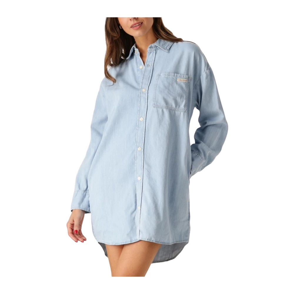 CALVIN KLEIN Dames Jurken Tencel Loose Shirt Denim Dress Lichtblauw