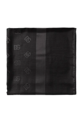 Stor scarf i siden och kashmir med heltäckande monogramtryck