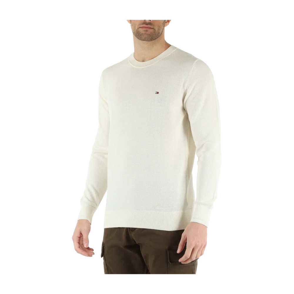 Tommy Hilfiger Katoenen crewneck sweater met logo borduurwerk Beige Heren