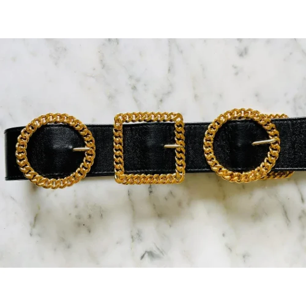 Chanel Vintage Pre-owned Leather belts Black Dames