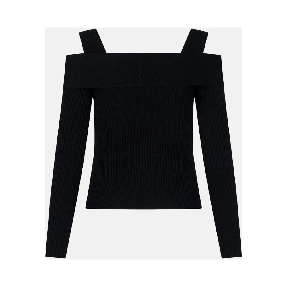 Sandro Ferrone Zwarte Ribtrui Herfst Winter 2023 2024 Black Dames