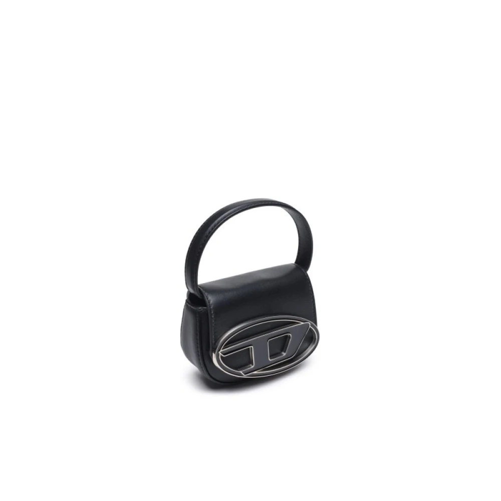 Diesel Mini Leren Schoudertas met Maxi Logo Black Dames