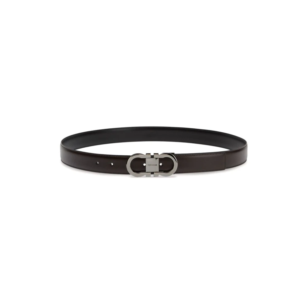 Ferragamo Black Gancini Reversible Leather Belt - Male - Belts - 105 Cm - Accessories