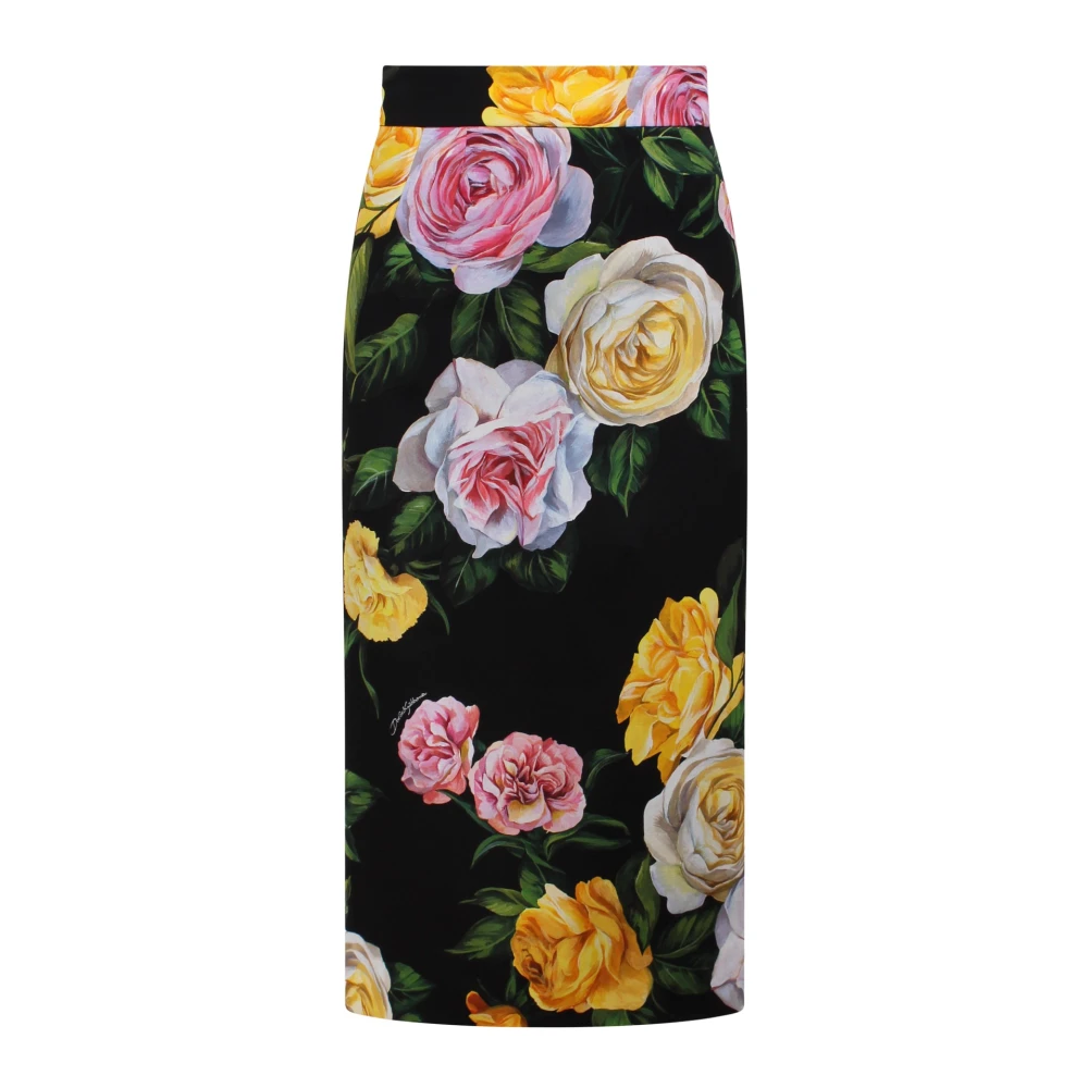 Dolce & Gabbana Bloemenprint Zijden Midi Rok Multicolor Dames