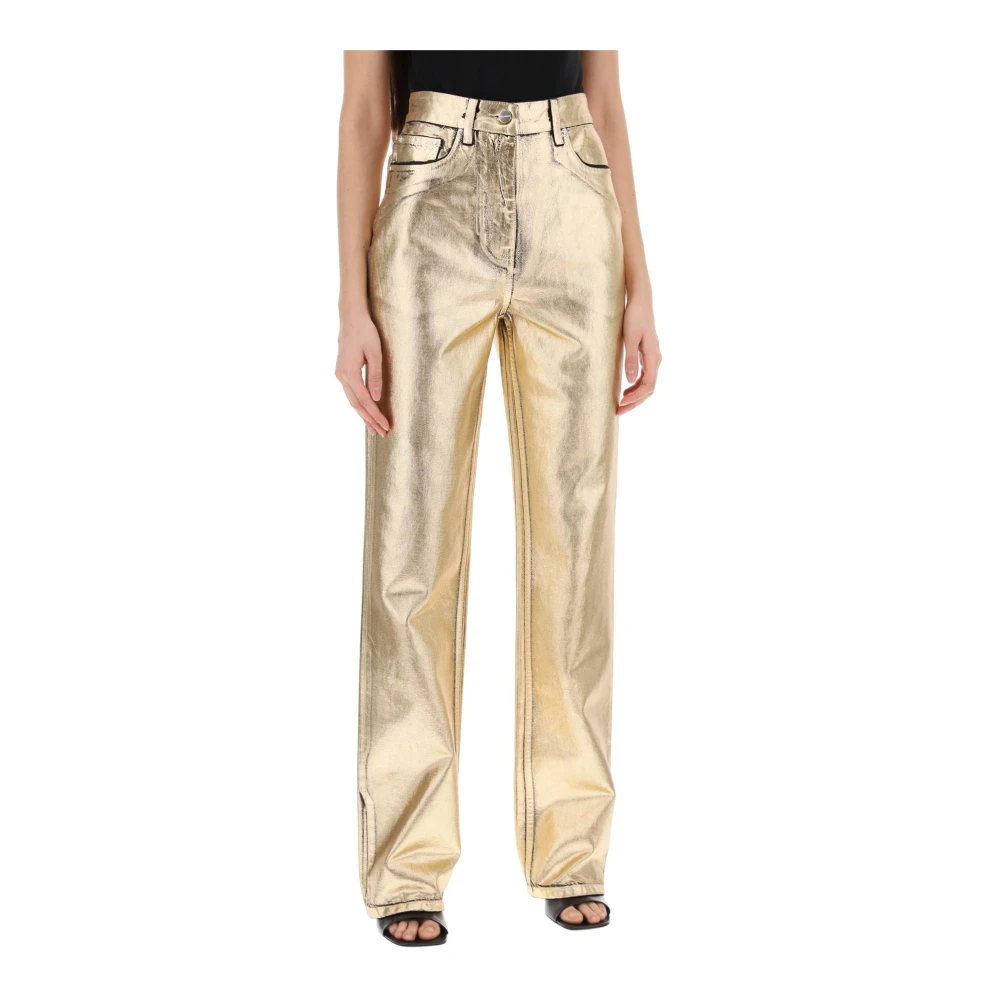 Salvatore Ferragamo Wide Trousers Yellow Dames