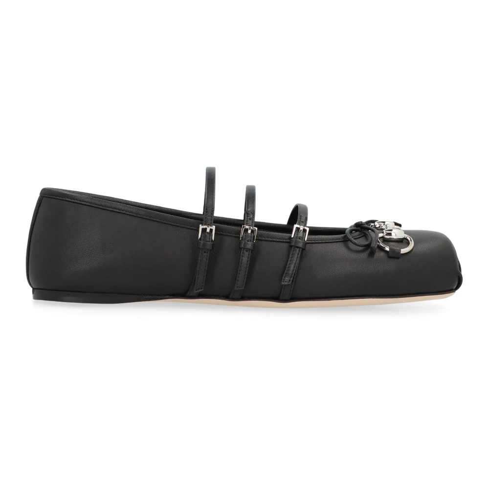 Gucci Black Leather Ballet Flats - Female - Ballerina Shoes - 3 Uk - Shoes