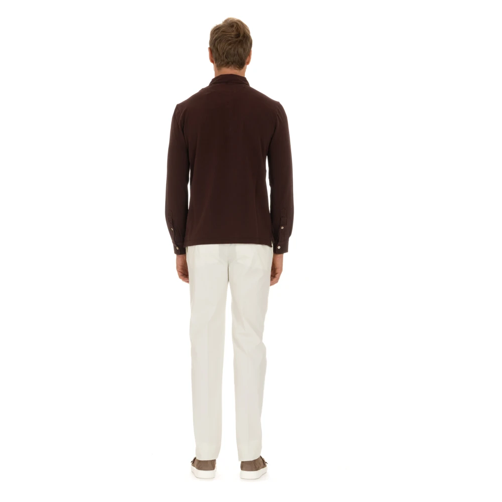 Ballantyne Katoenen polo met parelmoerknopen Brown Heren
