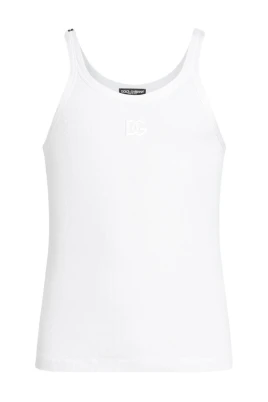 Cotton Tank Top med Broderi