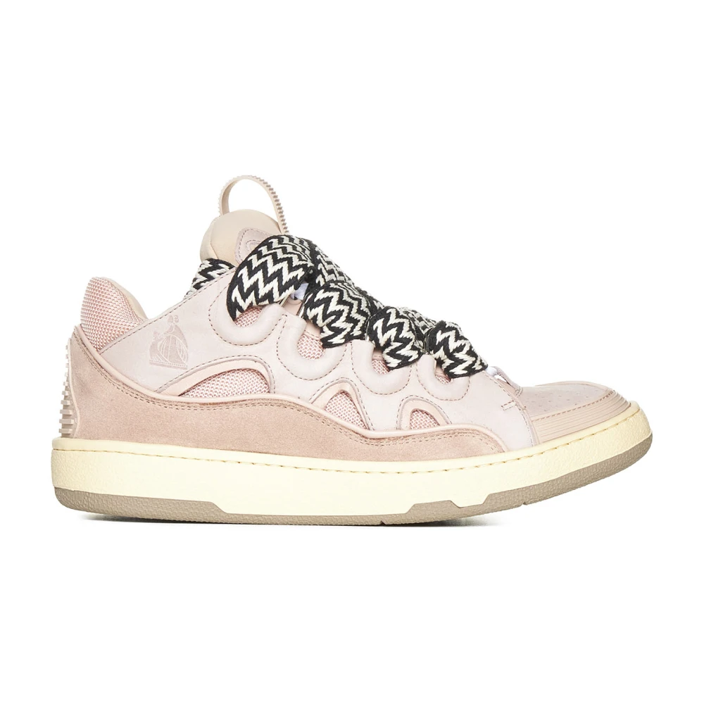 Lanvin Rosa Curb Lace-Up Sneakers White, Dam