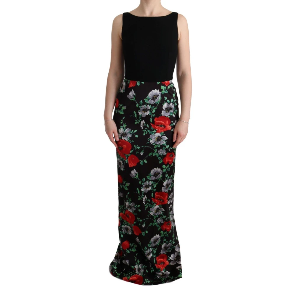 Dolce & Gabbana Multicolor Bloemenprint Sheath Jurk Black Dames