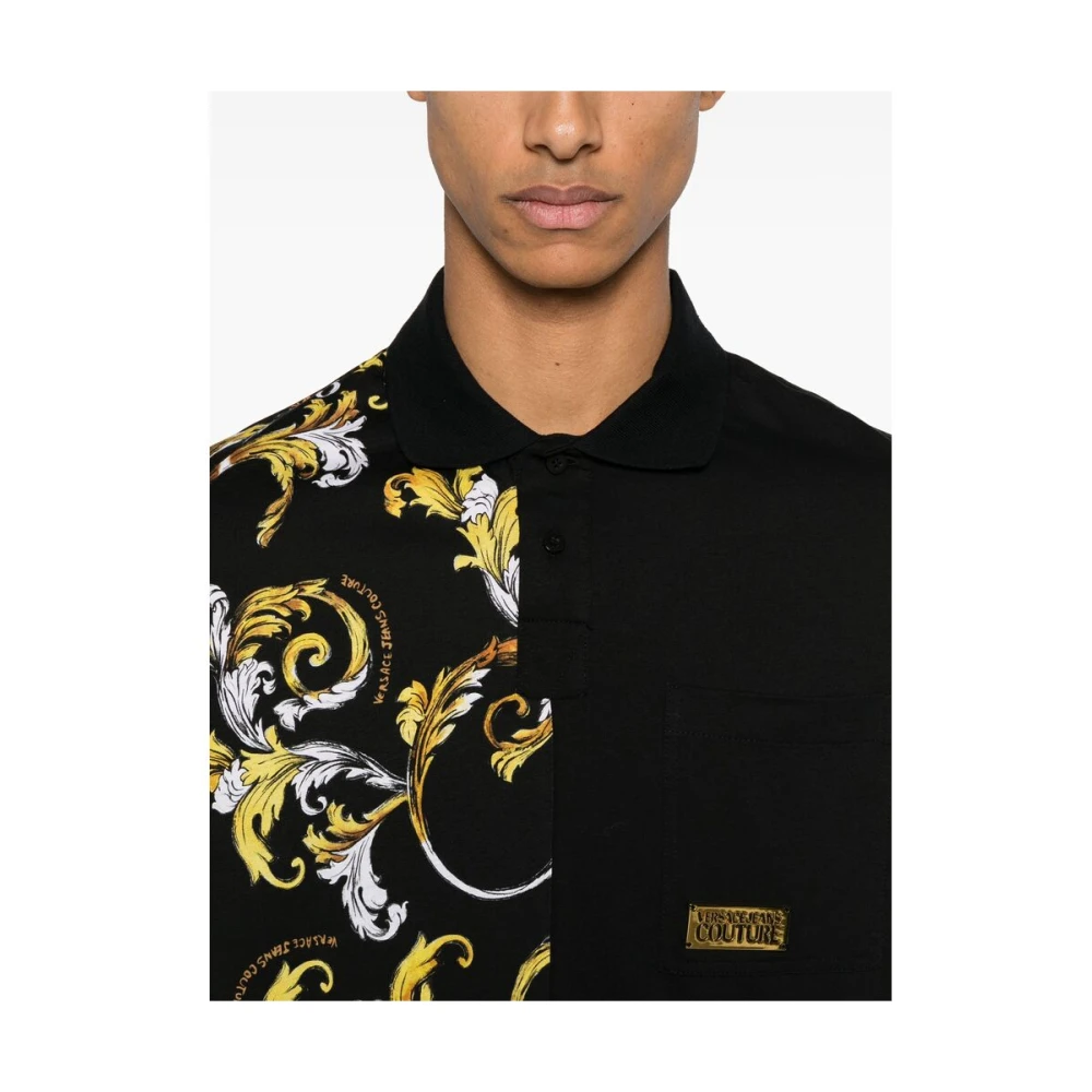 Versace Jeans Couture Zwarte Sweater met Gouden Logo Plaque Black Heren
