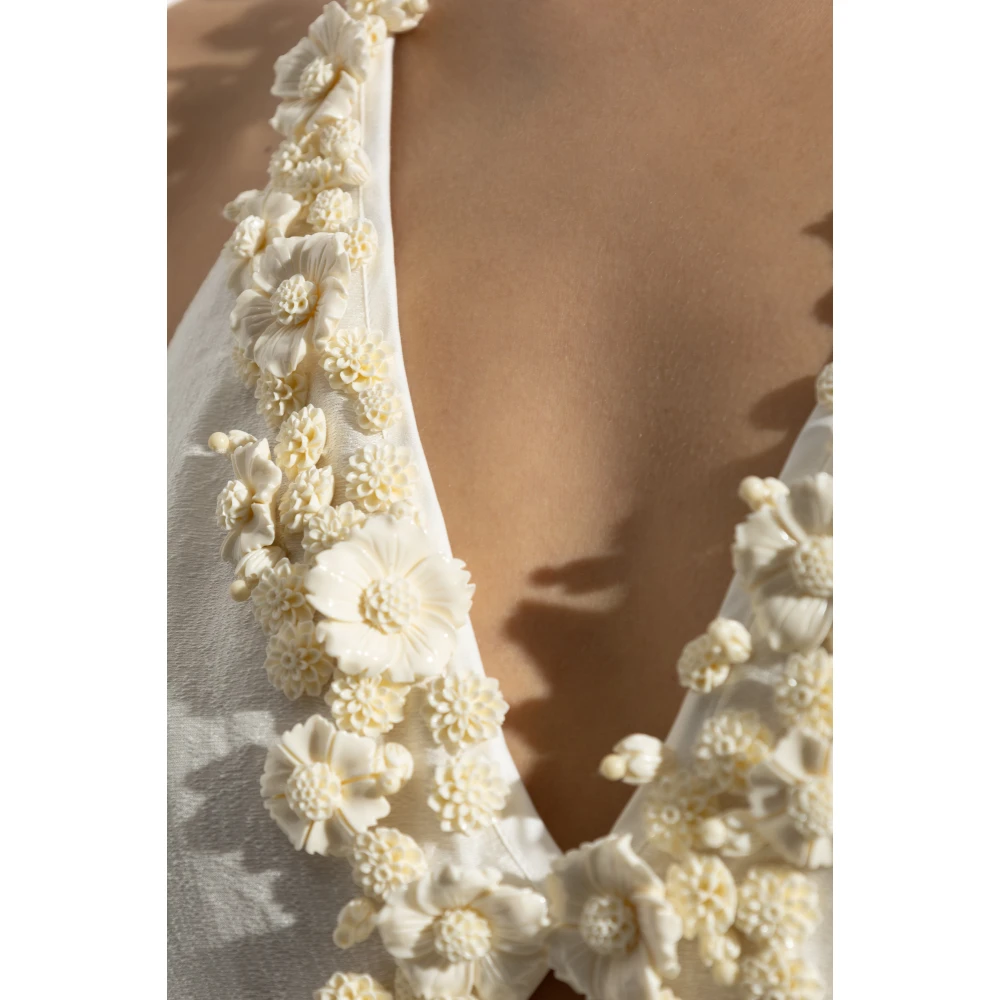 Cult Gaia Jurk met bloemenapplicaties White Dames