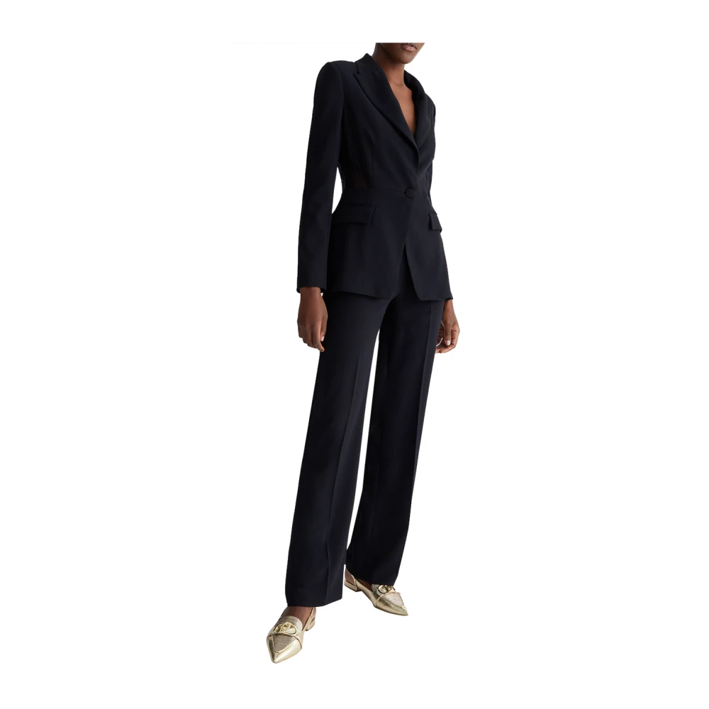 Liu Jo Elegante Zwarte Kant Uitgesneden Broek Black Dames