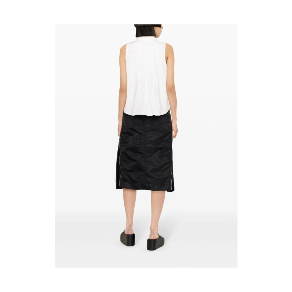 Sacai Witte Poplin Geplooide Overhemd White Dames