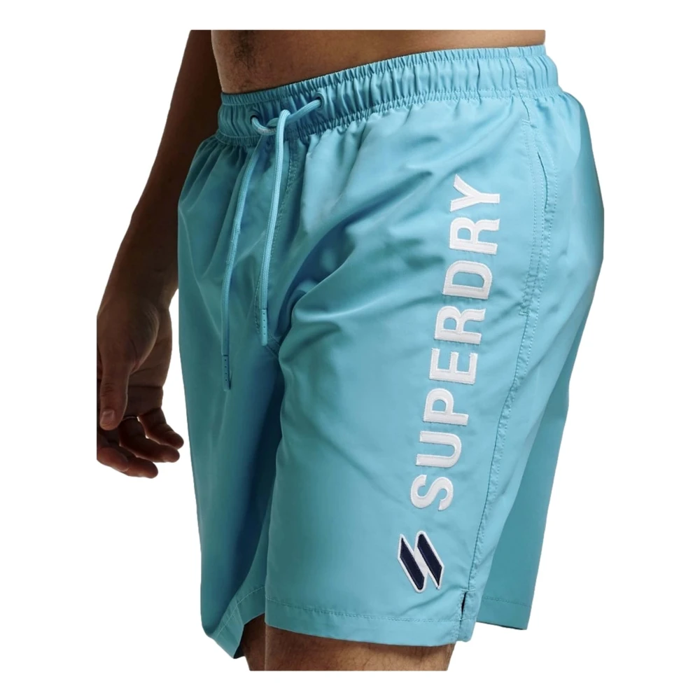 Superdry Code Applque 19Inch Swim Short Swimsuit Blue Heren