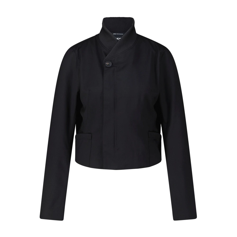 Y-3 Korte Blouson Jas met Drie Strepen Black Dames