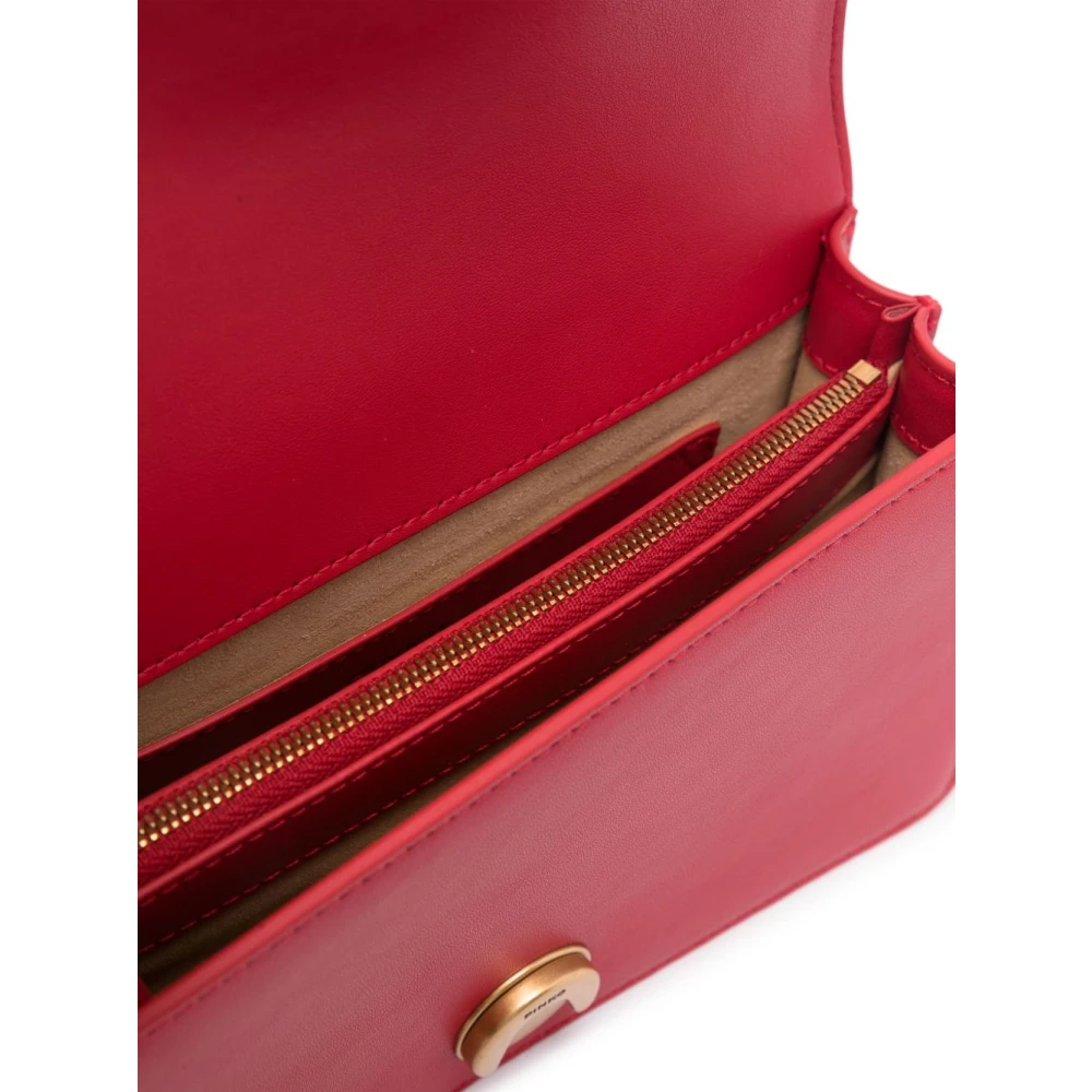 pinko Rode en Gouden Leren Schoudertas Red Dames