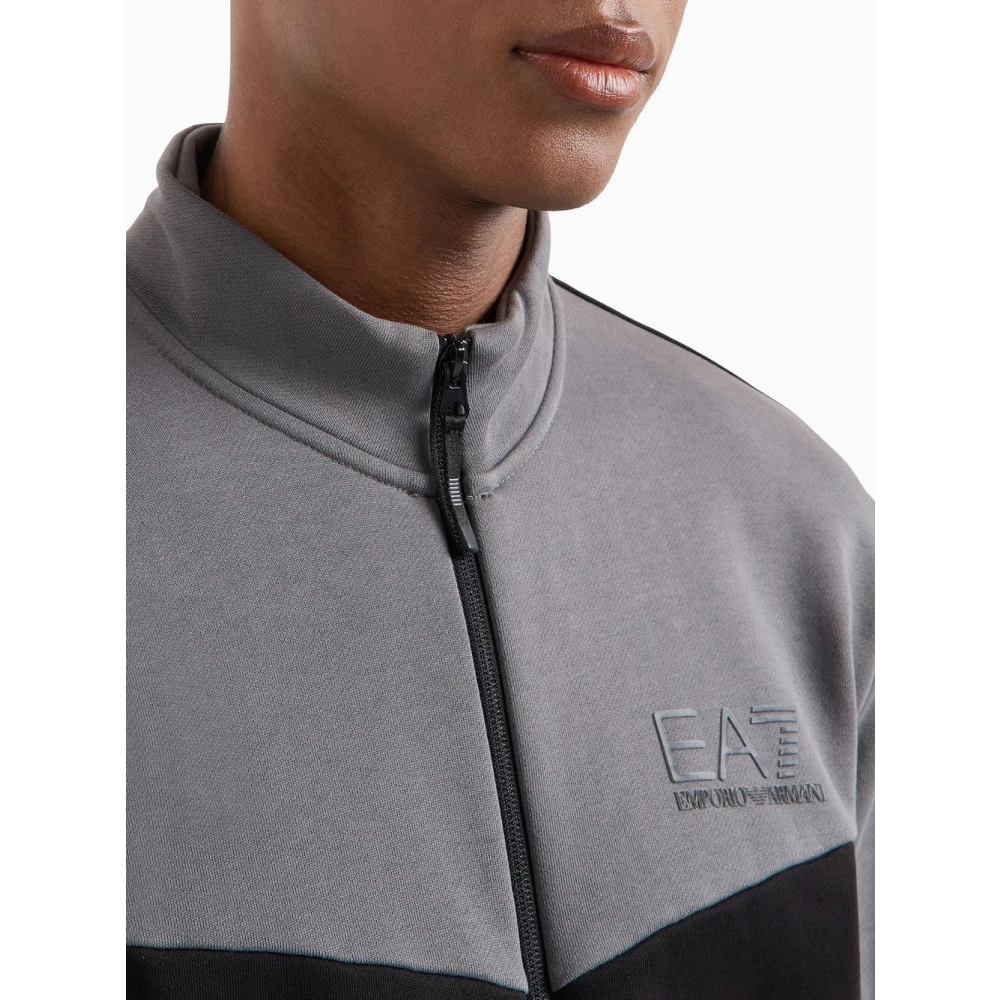 Emporio Armani EA7 Zwarte Sportieve Katoenen Trainingspak Black Heren
